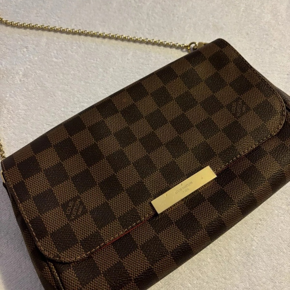 Authentic Louis Vuitton Brown Crossbody Bag MM Damier Ebony Clutch purse